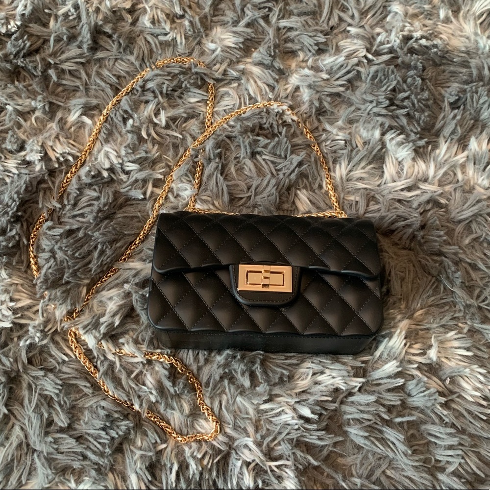 BRAND NEW ! -Small black and gold crossbody purse